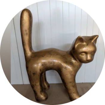 Parijse kat wit met staart in de lucht laminaat ( exstra sterk )105 cm