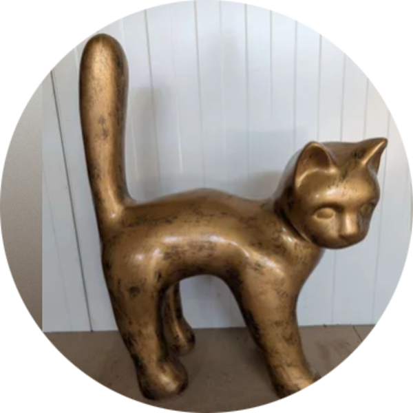 Parijse kat wit met staart in de lucht 65cm