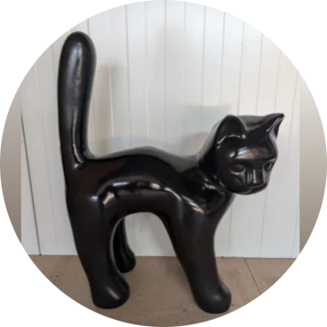 Parijse kat wit met staart in de lucht laminaat ( exstra sterk )105 cm