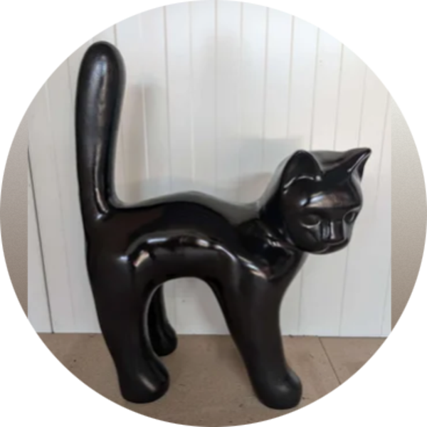 Parijse kat wit met staart in de lucht  65cm