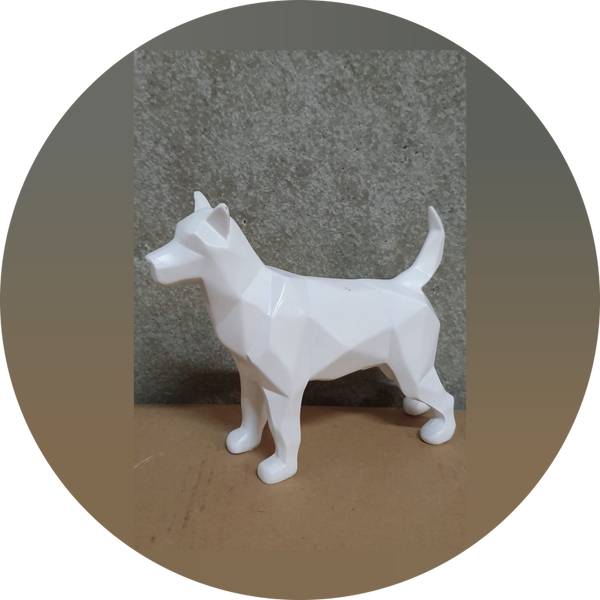 Hond origami staand wit 20 cm verp 6