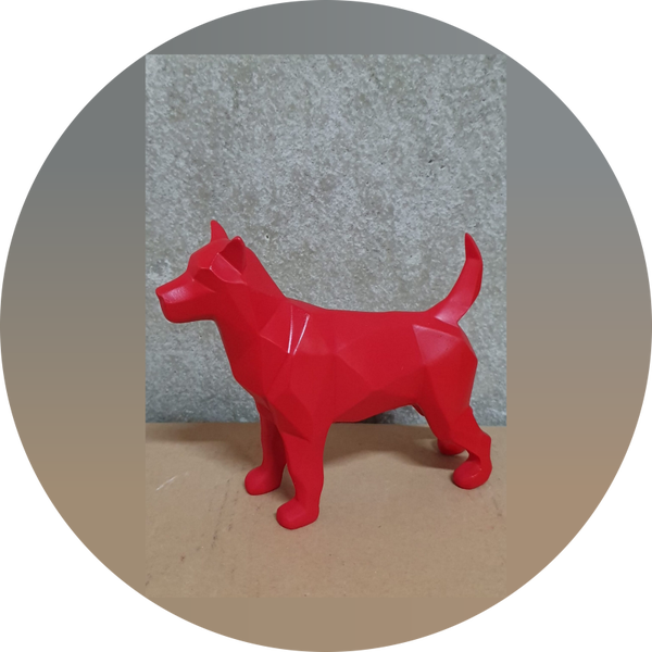 Hond origami staand rood 20 cm verp 6