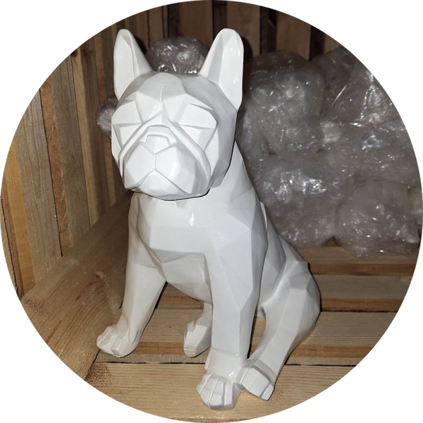 France buldog Hond origami staand wit  35 cm verp 2