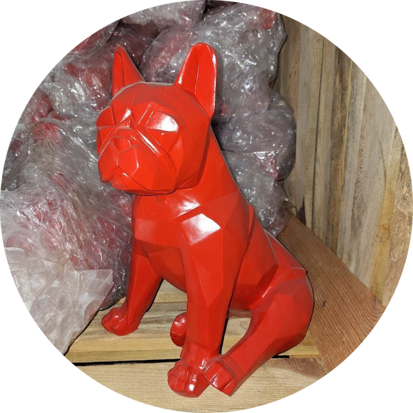 France buldog Hond origami staand rood 35 cm verp 2