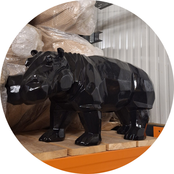 Nijlpaard origami staand zwart 95 cm