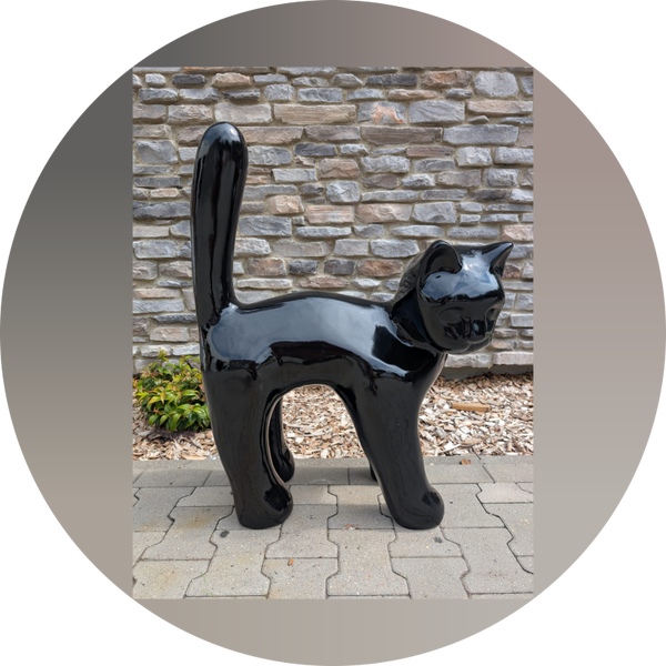 Parijse kat wit met staart in de lucht laminaat ( exstra sterk )105 cm