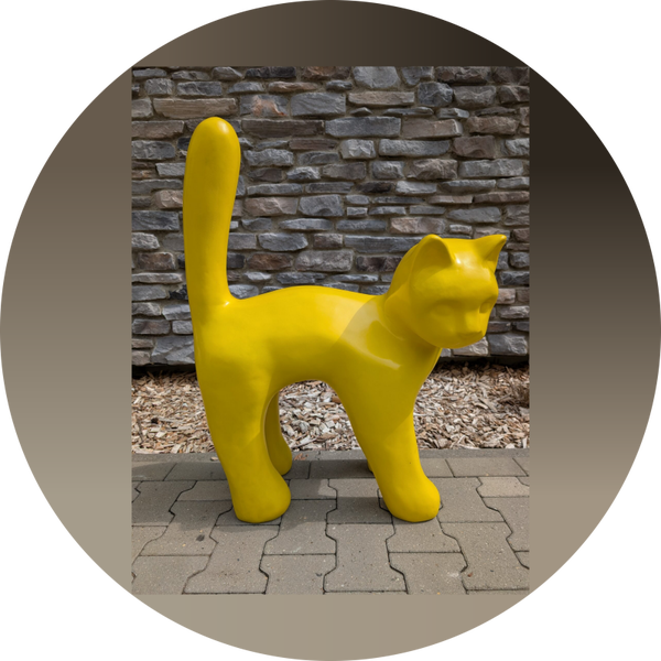 Parijse kat wit met staart in de lucht laminaat ( exstra sterk )105 cm