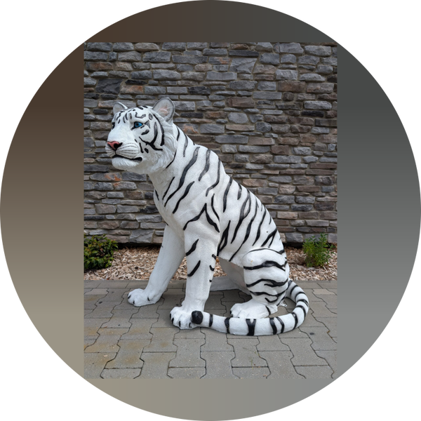 Tijger zit wit of geel laminaat 126 x 70 x 124 cm