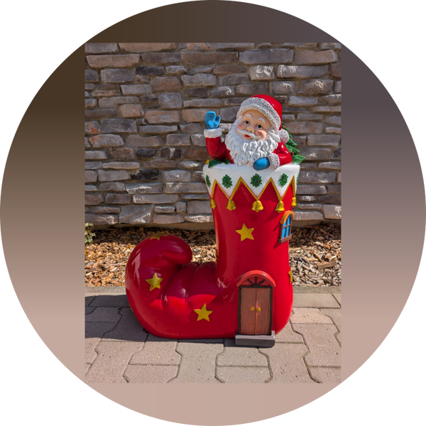 Kerstman in laars laminaat 68 x 28 x 81 cm