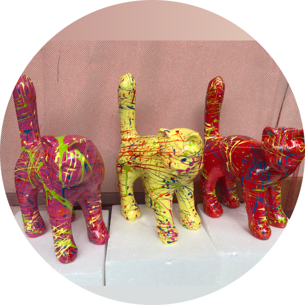 Parijse kat multicolor set 6 ass kleur splash multicolor 30  cm verp 6