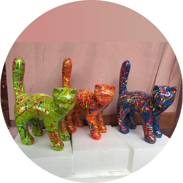 Parijse kat multicolor set 6 ass kleur splash multicolor 30  cm verp 6