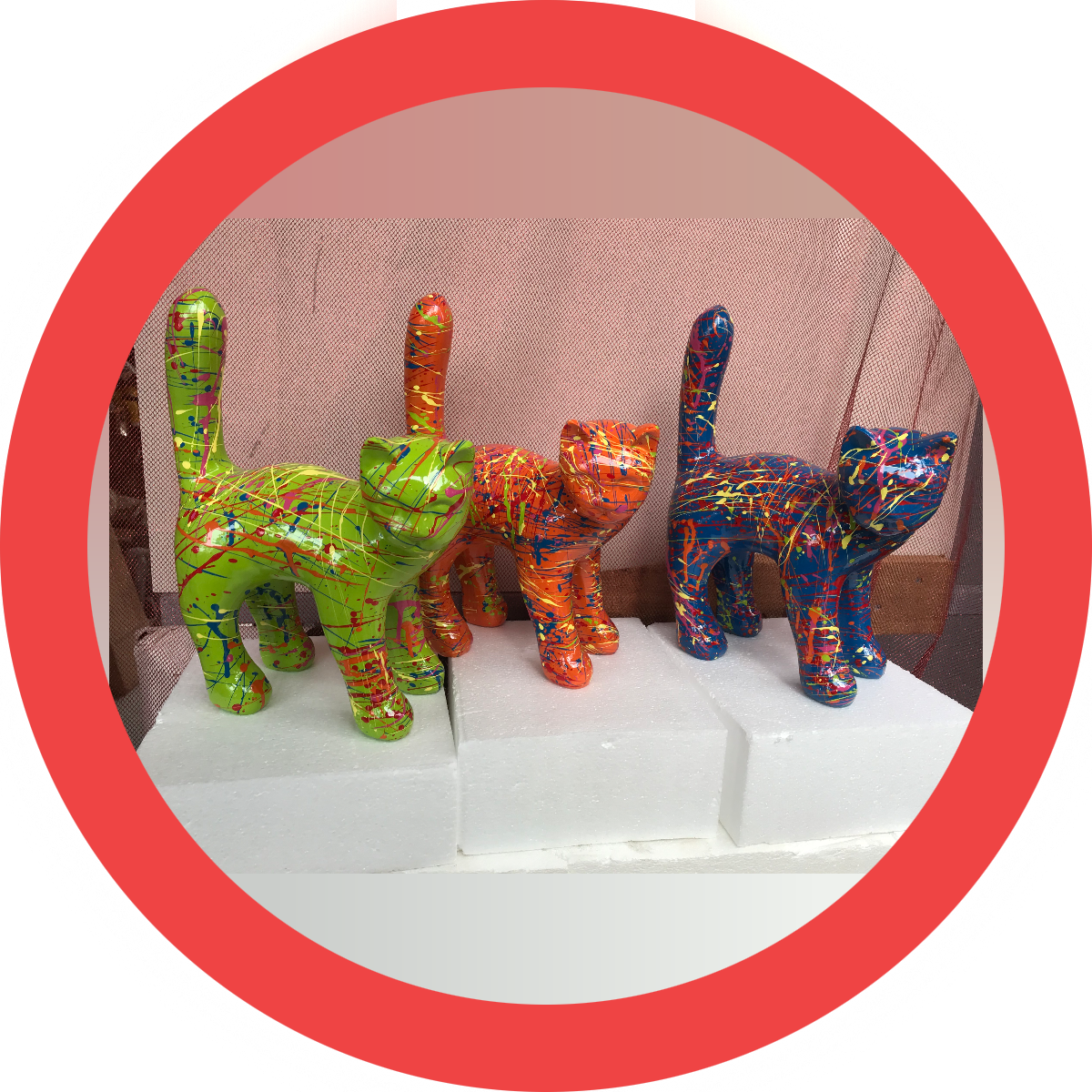 Parijse kat multicolor set 6 ass kleur splash multicolor 30  cm verp 6