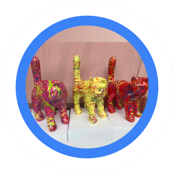Parijse kat multicolor set 6 ass kleur splash multicolor 30  cm verp 6