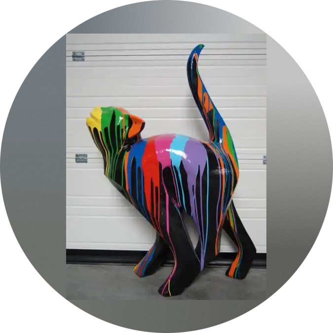 DOCR11 Funny kat kijk omhoog zwart of wit multicolor drop 130 cm