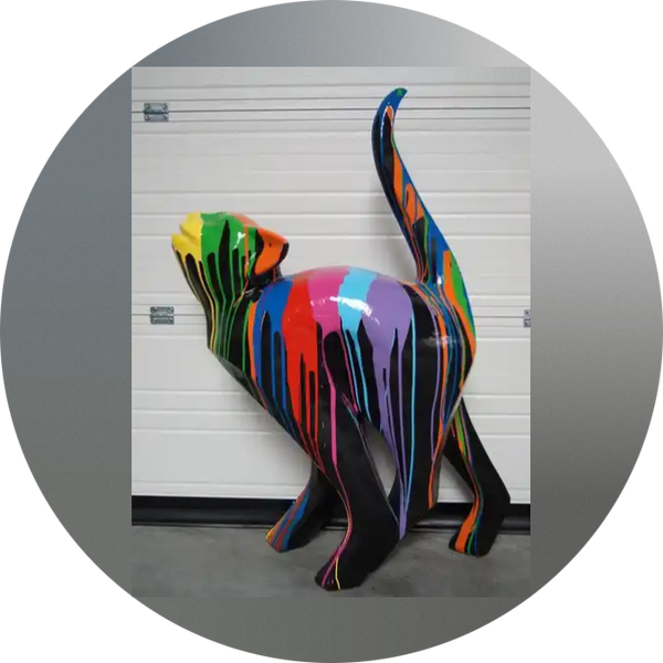 DOCR11 Funny kat kijk omhoog zwart of wit multicolor drop 130 cm