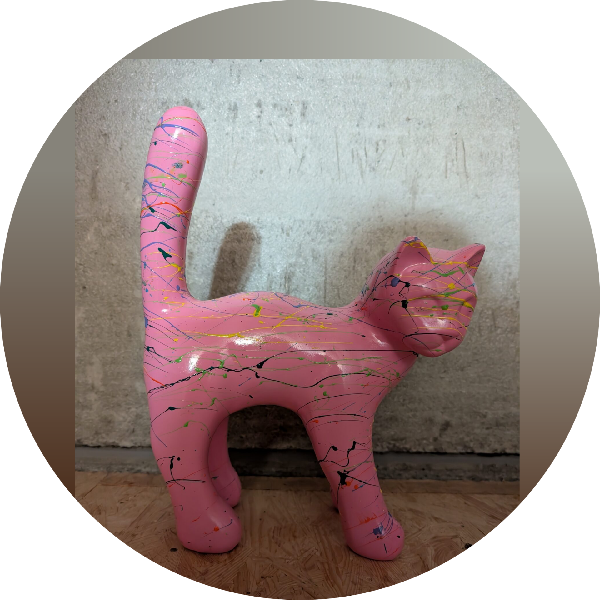 Parijse Kat splash Roos  multicolor  25x35cm verp 6