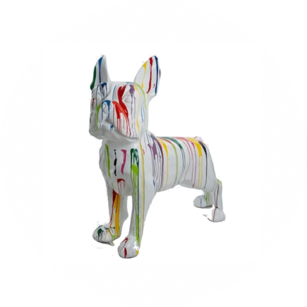 DHC15C Hond France Bulldog zwart  multicolore Drop polyester résine 180 x 155cm
