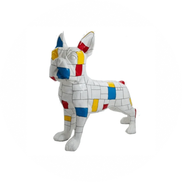 Hond France Bulldog wit multicolore polyester résine 180 x 155 cm