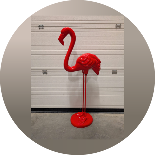 Flamingo rood op sokkel 115 cm