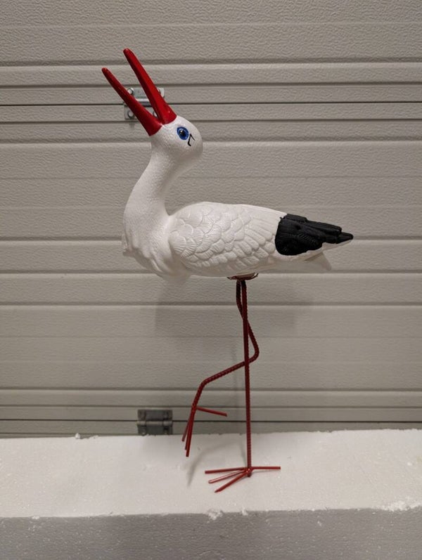 Ooievaar op metaal voet polyester résine 50 cm