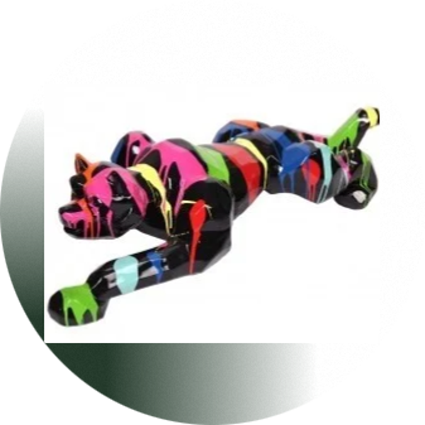 Sluipende cartoon panter origami wit of zwart multicolor 110 cm