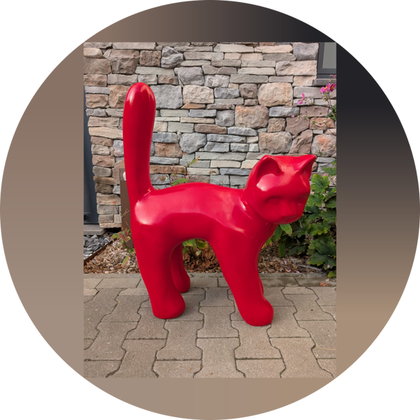 Parijse kat rood met staart in de lucht laminaat ( exstra sterk )105 cm