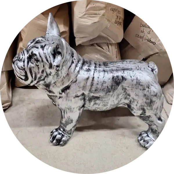 France buldog hond  antiek zilver 45 x 60 cm
