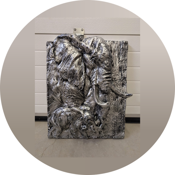 Olifant bord antiek zilver  60 x 70 cm