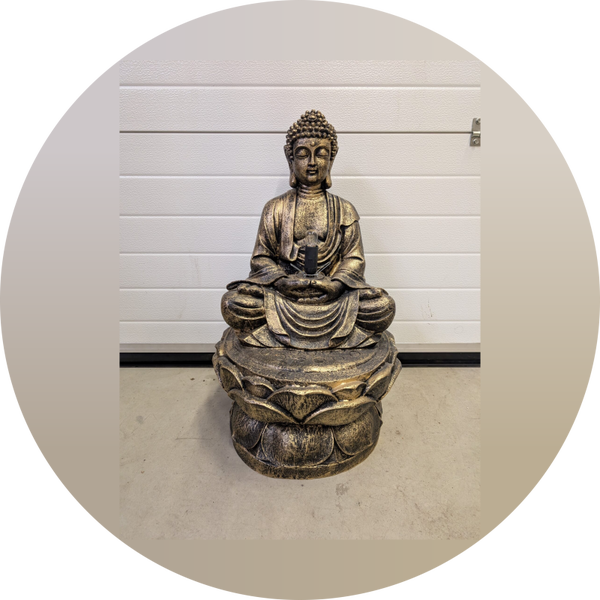 Buddha lotusbloem met lamp curiosa steenkleur polyester résine 75 cm