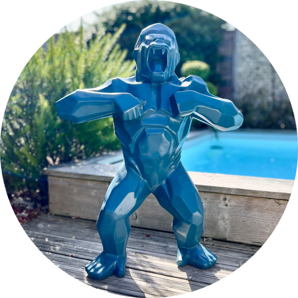 King Kong aap XXL origami blauw of rood polyester résine 170 cm