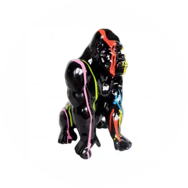 Stoere aap zit zwart multicolor 29 x 22 x 30 cm