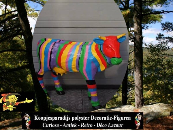K35D  Kalf wit of zwart multicolore streep polyester résine 96 x 125 cm
