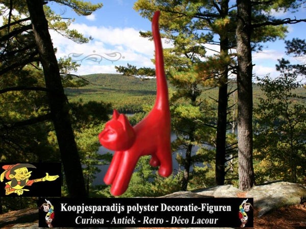 krolse kat staart in de lucht polyester résine rood 210 cm