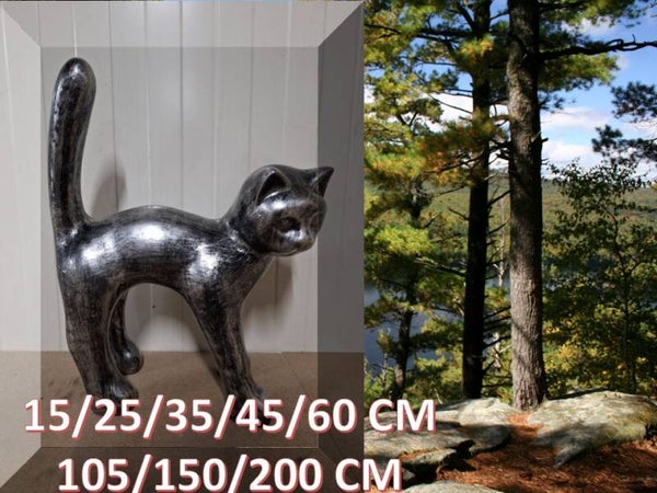 DPC45 kat  zwart zilver polyester résine   45 cm Verp 2