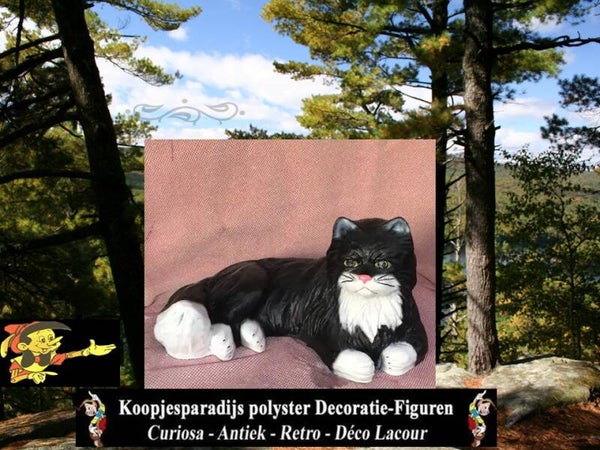 Ligende kat polyester résine 20 x 40 cm