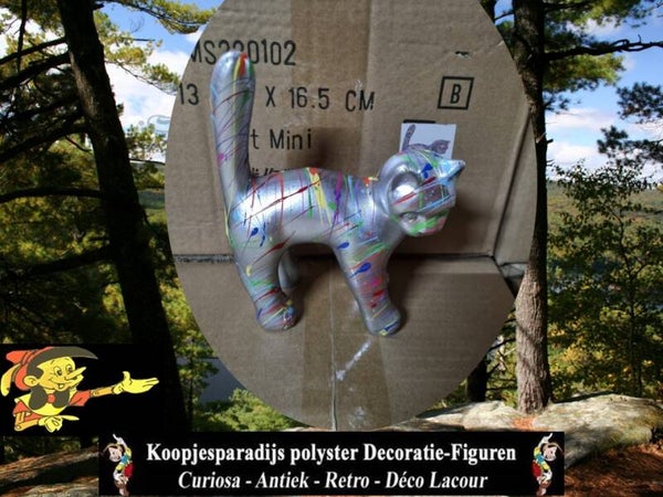 220102 Hars Parijse kat 17 cm zilver multicolor verp 8