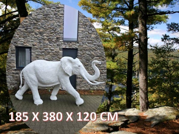 OLIFANT LOPEND LAMINAAT WIT 185 X 380 X 120 CM