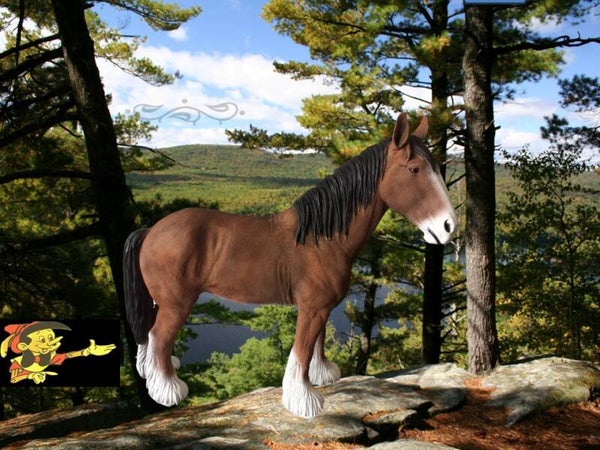 Boere trek paard zwart of bruin polyester résine 110 cm