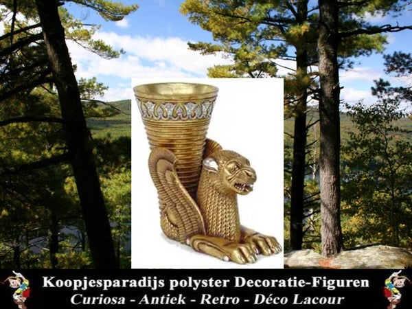 TEG65 Curiosa kat met vaas Égypte polyester résine 65 cm