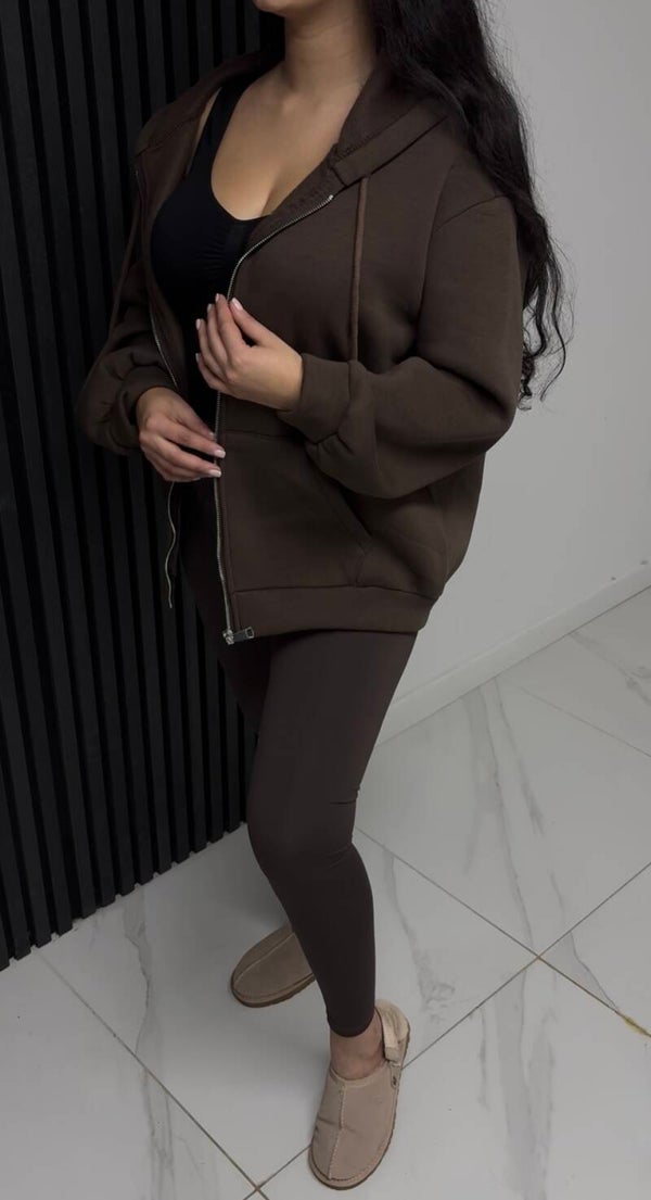 Brown Hoodie Cardigan