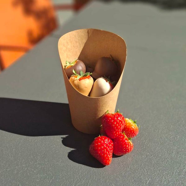 Belgische aardbeien in chocolade