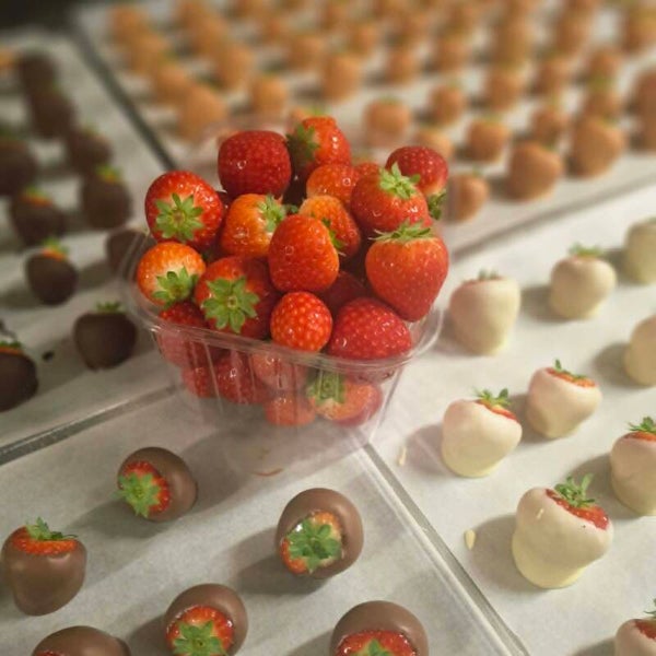Belgische aardbeien in chocolade