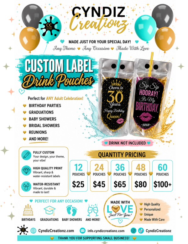 Custom Label Drink Pouches - qty 48