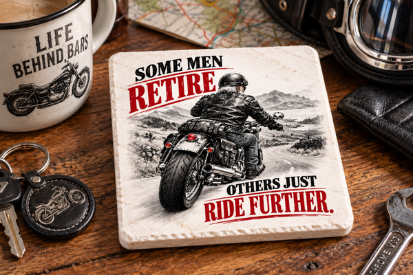 Motorcycle & Biker Marble Coaster – Some Men Retire