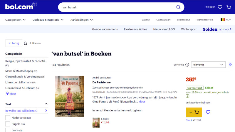 Zoekresultaten voor Van Butsel op Bol