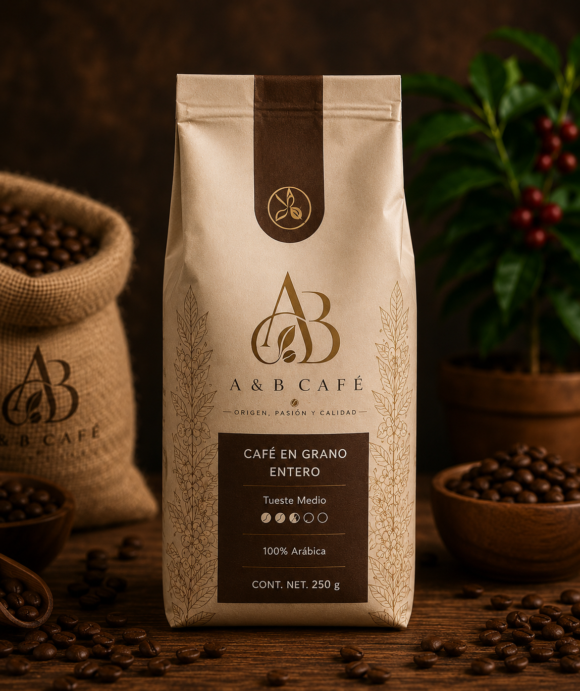Café en grano entero 250g