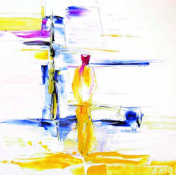 ``Another walk`` - Olieverf op katoen - 50 x 50 cm