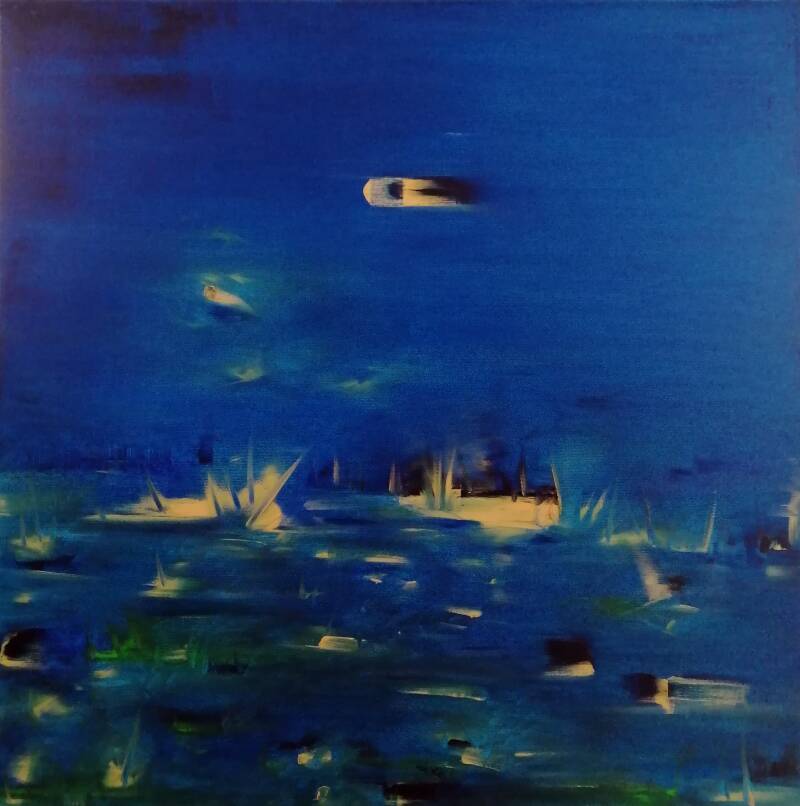 ``So Blue`` - Olieverf op katoen – 50 x 50 cm - 2019