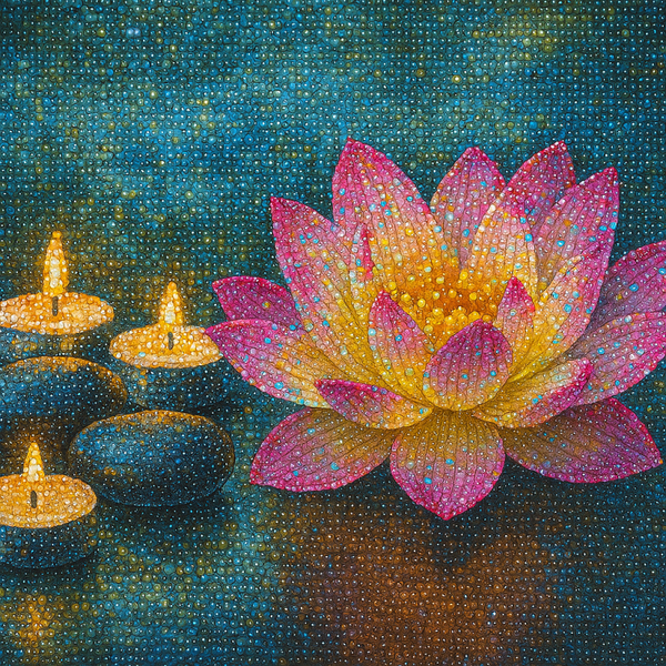 🌸 Lotus Glow – 5D AB Drill Diamond Art Kit