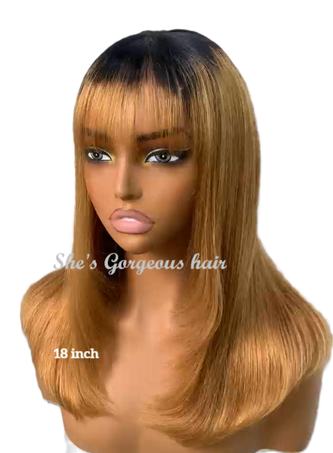 Premium Ombre Wig – Straight Bangs | She's Gorgeous Hair